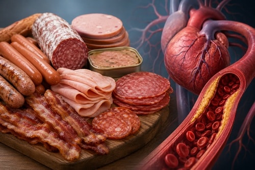 Processed meats including bacon, sausage, and deli meats linked to cardiovascular disease risk
